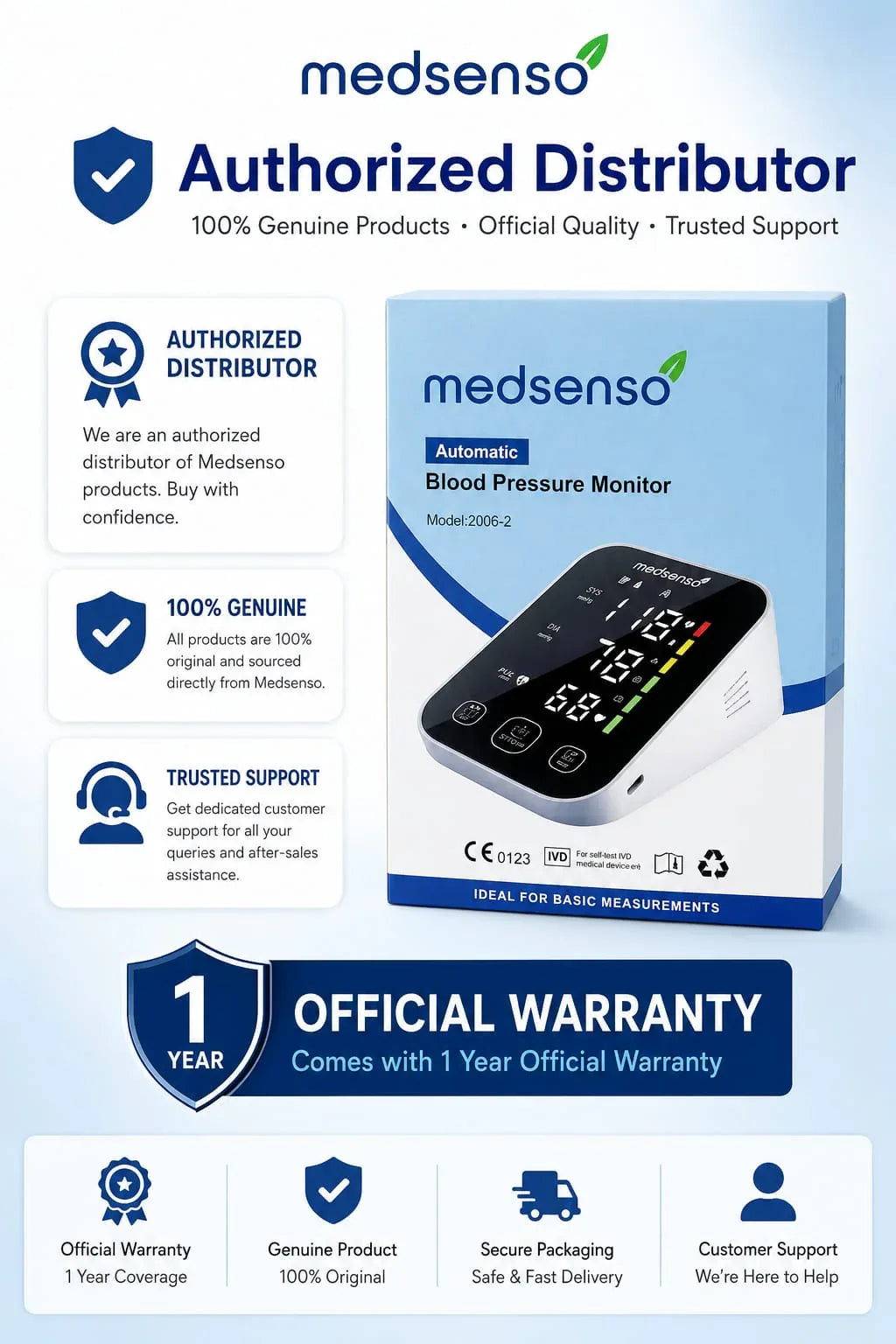Medsenso BP Monitor 2006-2 Digital Blood Pressure Monitor Upper Arm | Automatic Blood Pressure Monitor Digital With Large LCD Display, Heart Rate.